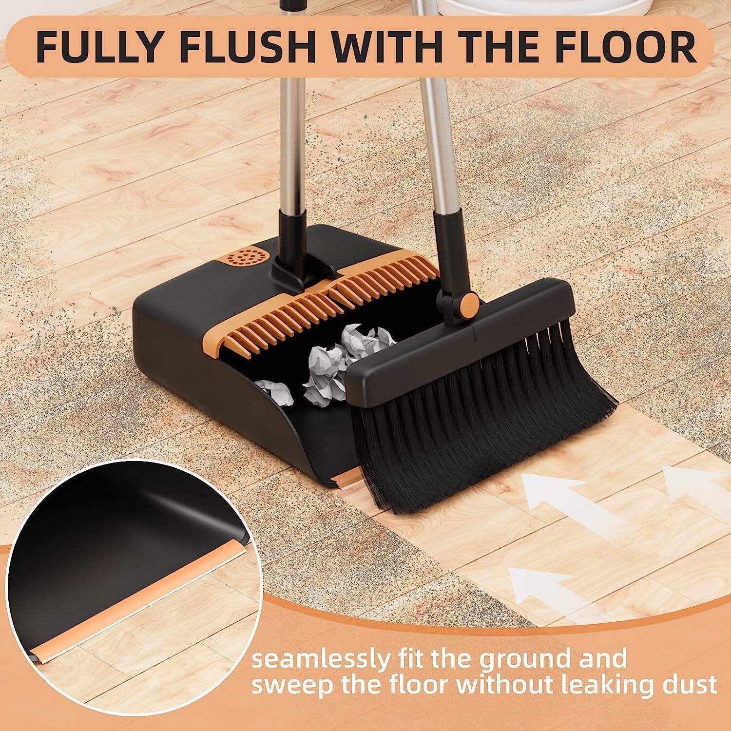 Broom and Dustpan Set, Cleaning Supplies Broom and Dustpan Set for Home, 48