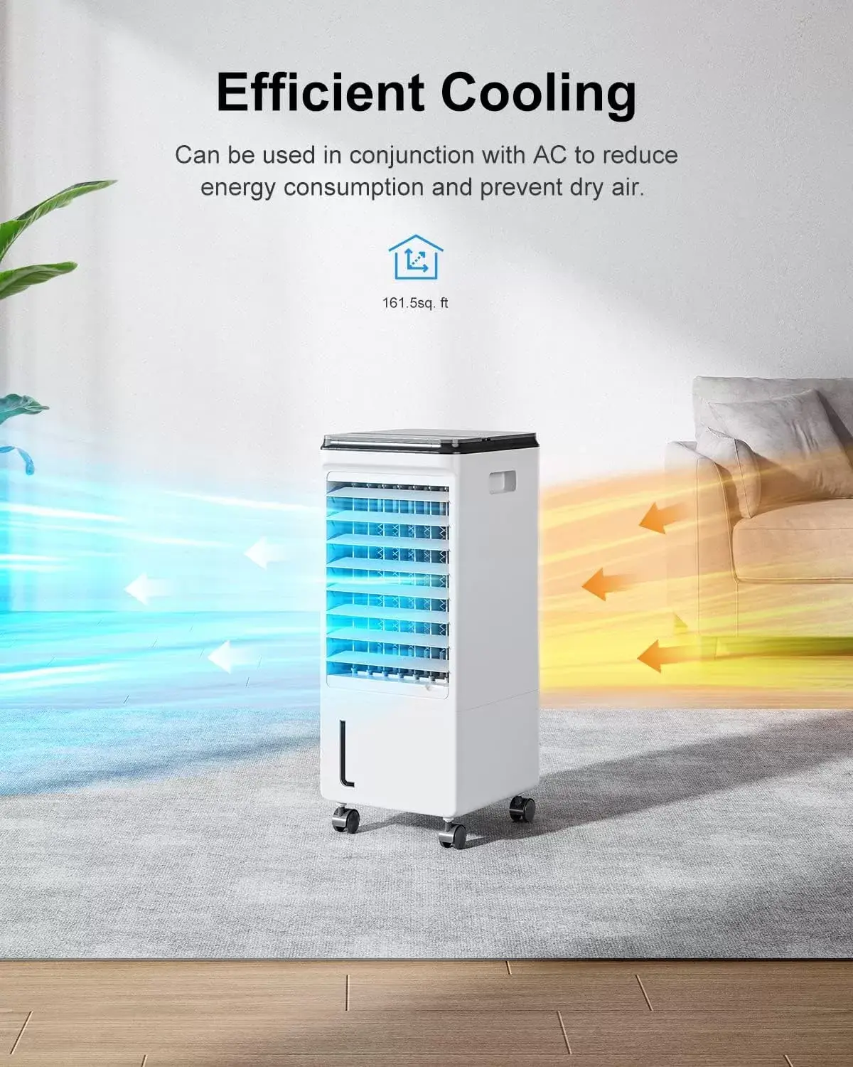 Cozzyben Air Conditioner Portable for Room, 3-IN-1 Evaporative Air Cooler, Windowless Ac Fan for Bedroom Indoor 1.85 Gal Water Tank, 3 Speeds, 80°Oscillation, Remote Control, 1-7H Timer & 4 Ice Pack