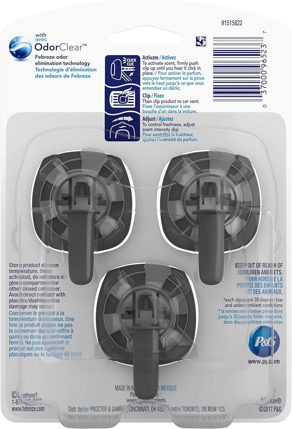 Febreze Car Air Fresheners, New Car Scent, Odor Eliminator for Strong Odors Car Vent Clips (2 Count)