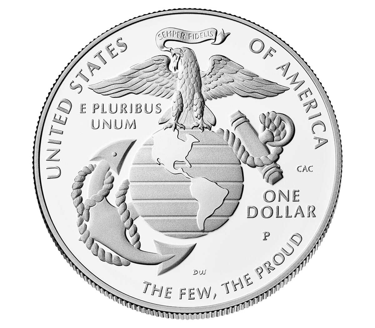 2025 P U.S. Marine Corps USMC 250th Anniversary Silver Commemorative Dollar, First Strike PCGS MS70