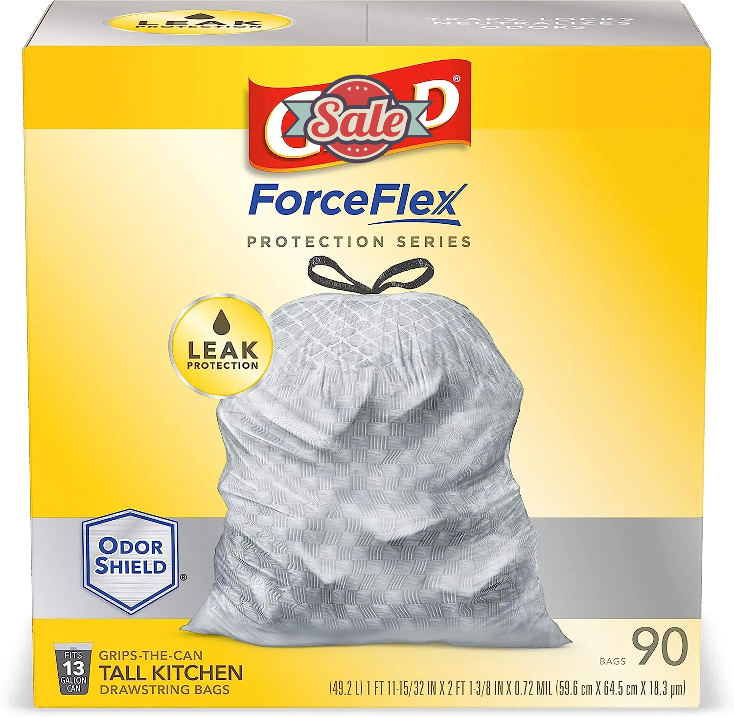 Protection Series Force Flex Drawstring Fresh Clean Odor Shield 13 Gallon 1/110ct