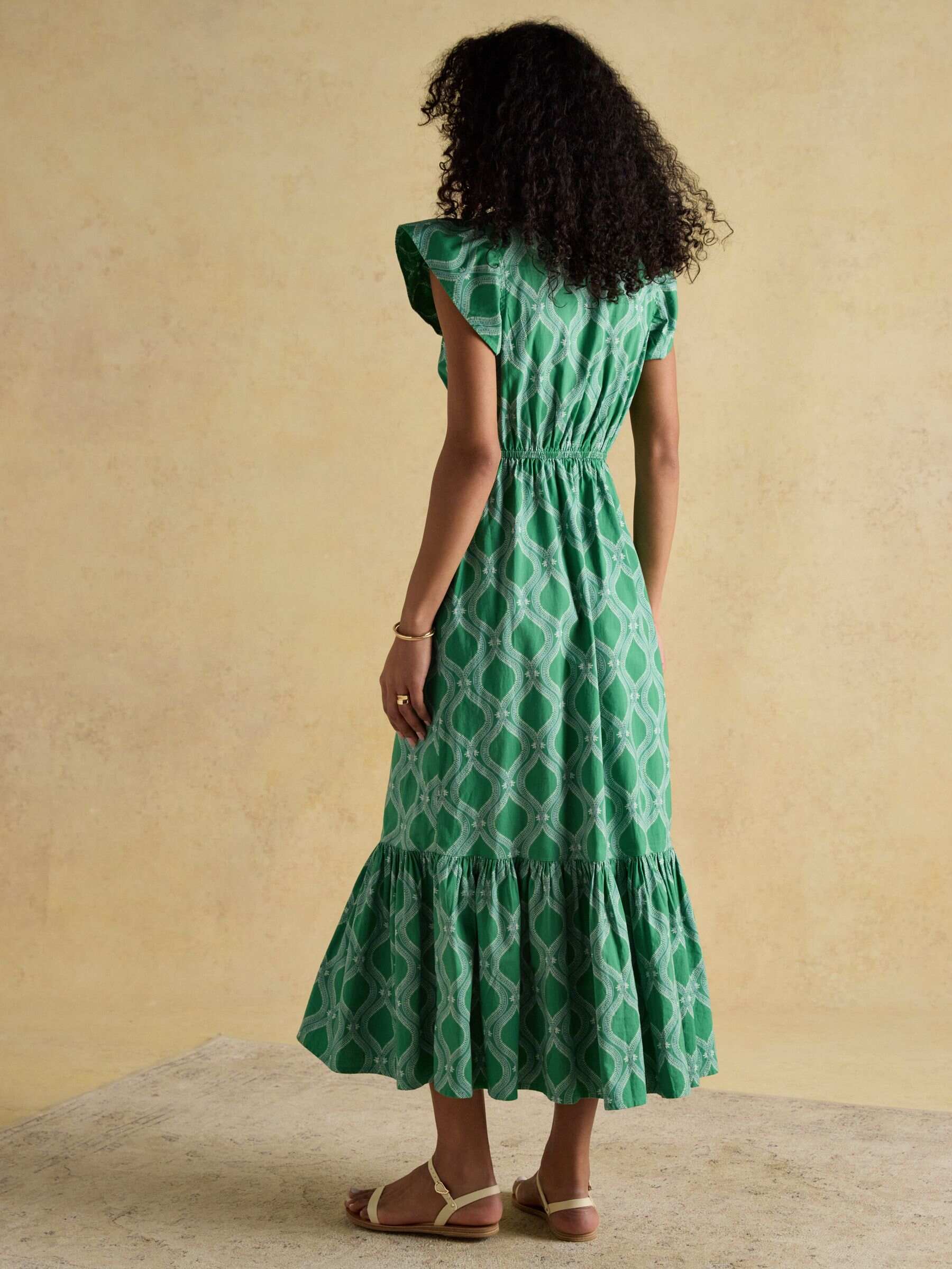 Winnie Green Frill Shoulder Dress