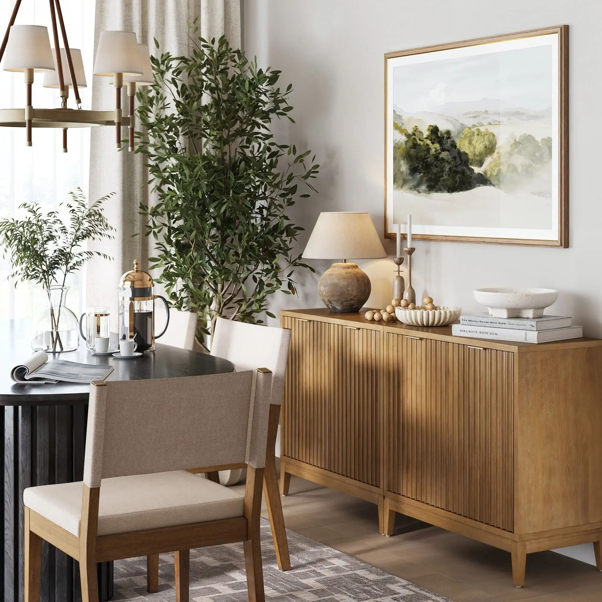 Jasper Modern Sideboard, Kitchen Storage Cabinet with Fluted Doors