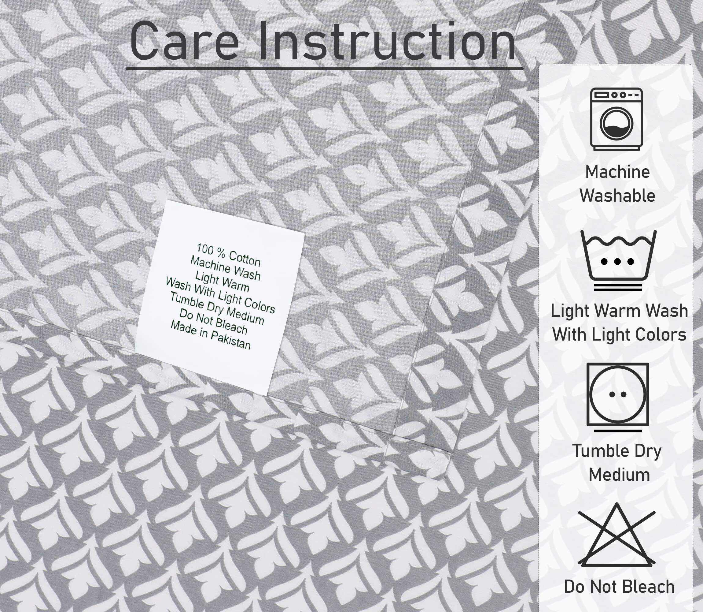 [Gray]100% Cotton Sheets - Soft & Breathable Sheet Set - 4 Pieces