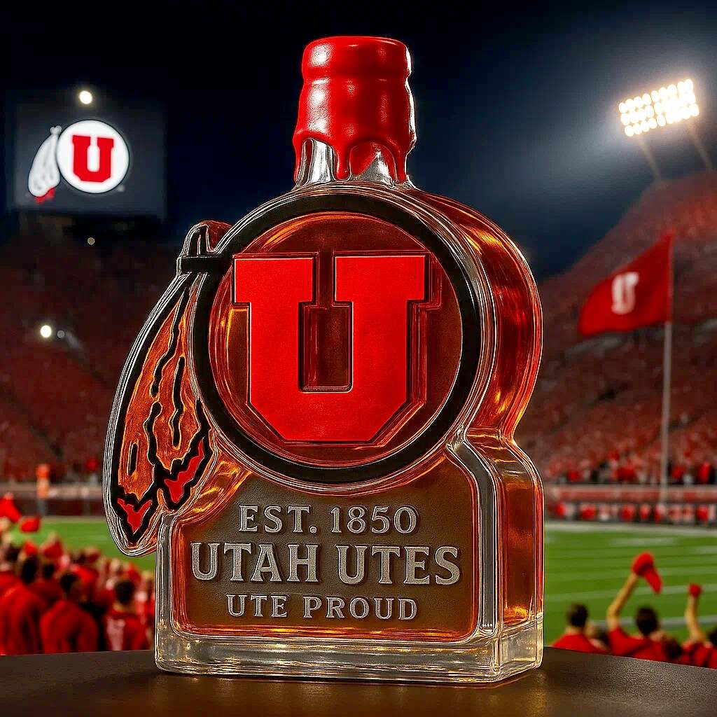 Utah Utes LOGO Limited Edition Whiskey Bottle