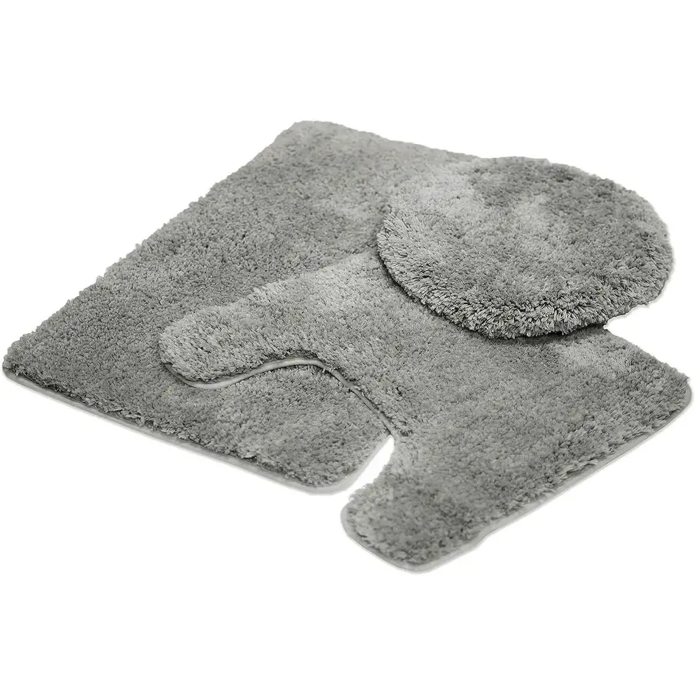 Queen Mary 3 Piece Bathroom Rug Set, Luxury Soft Plush Bath Mat, Contour Rug, Lid Cover, Non-Slip