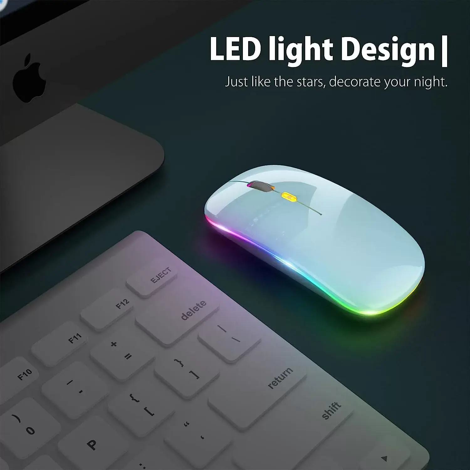 [Upgrade] LED Wireless Mouse, Slim Silent Mouse 2.4G Portable Mobile Optical Office Mouse with USB & Type-c Receiver, 3 Adjustable DPI Levels for Notebook, PC, Laptop, Computer, MacBook (Pink)
