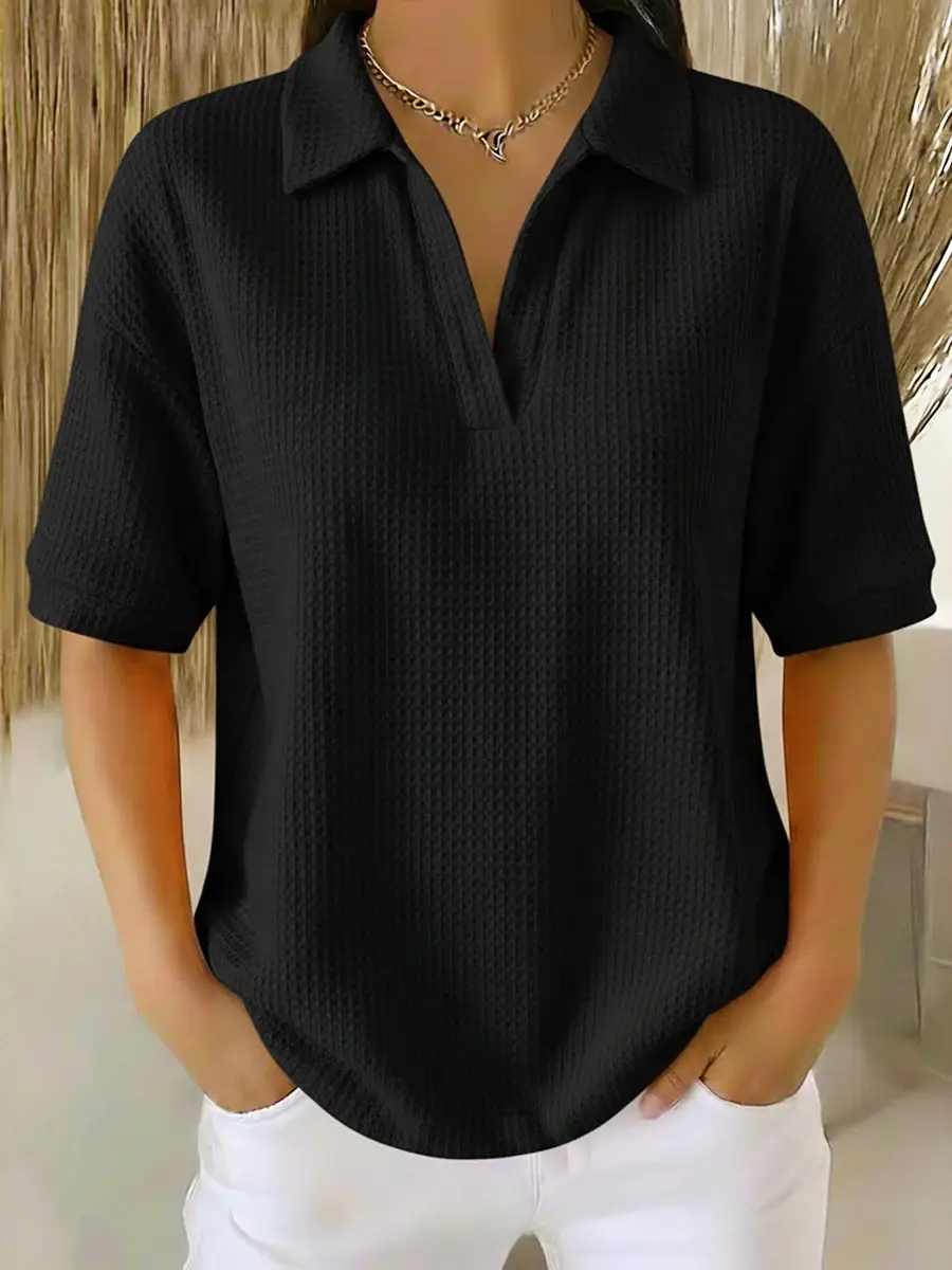 🔥Summer Arrivals🌟Casual Waffle-knit Short-sleeved Cotton Top