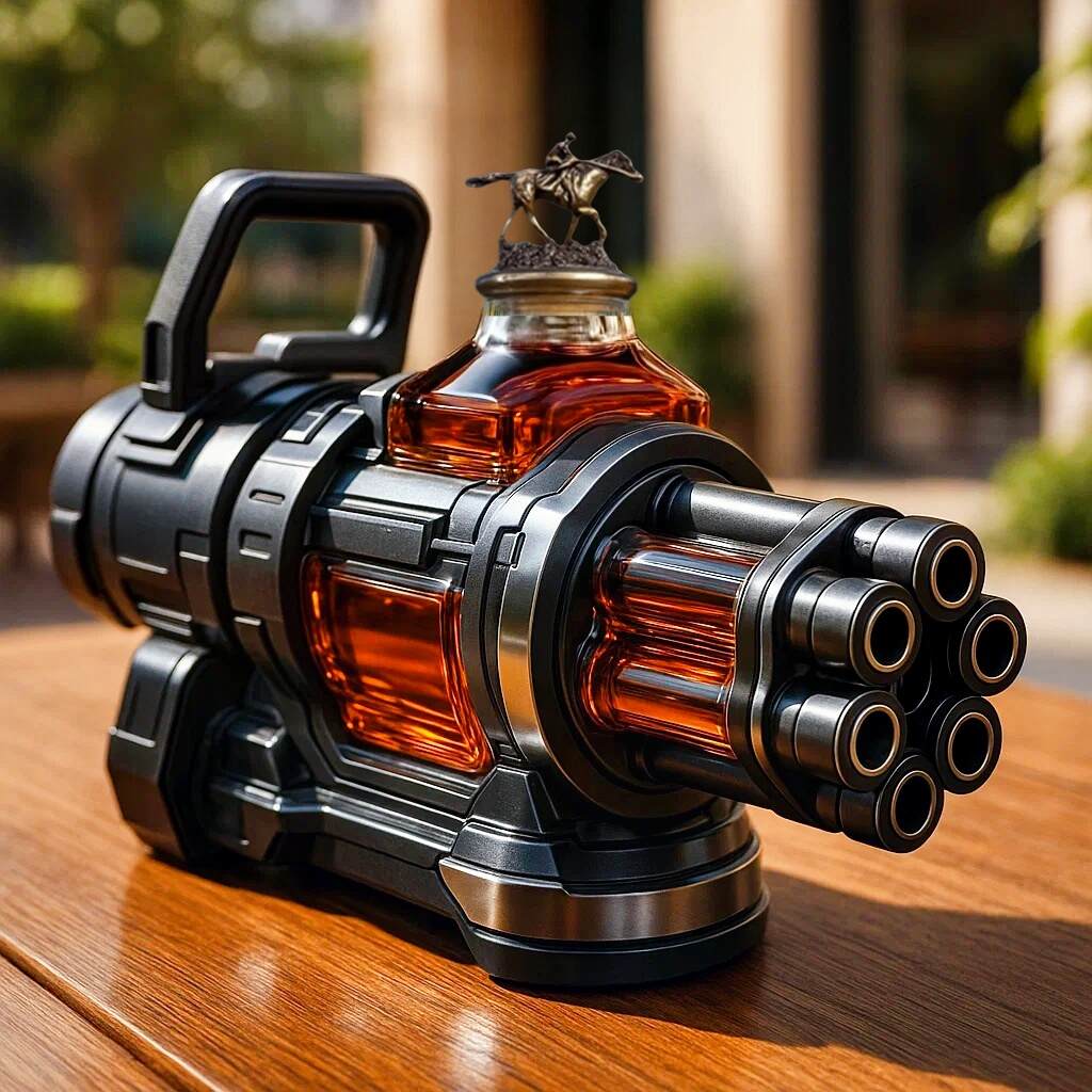 M134 Minigun Whiskey Bottle