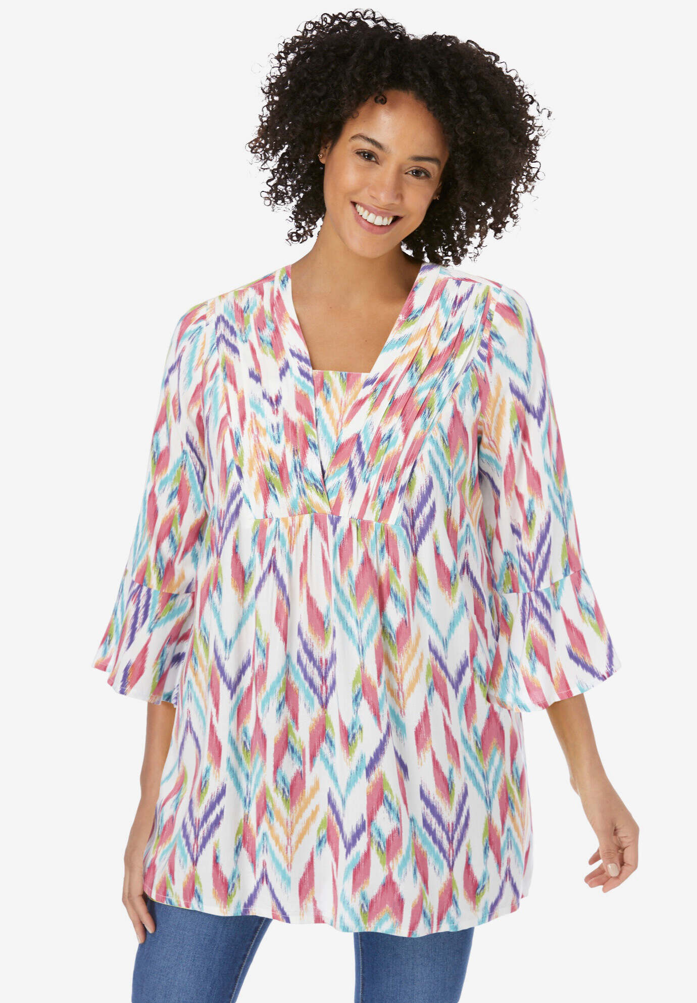 Bell-Sleeve V-Neck Tunic