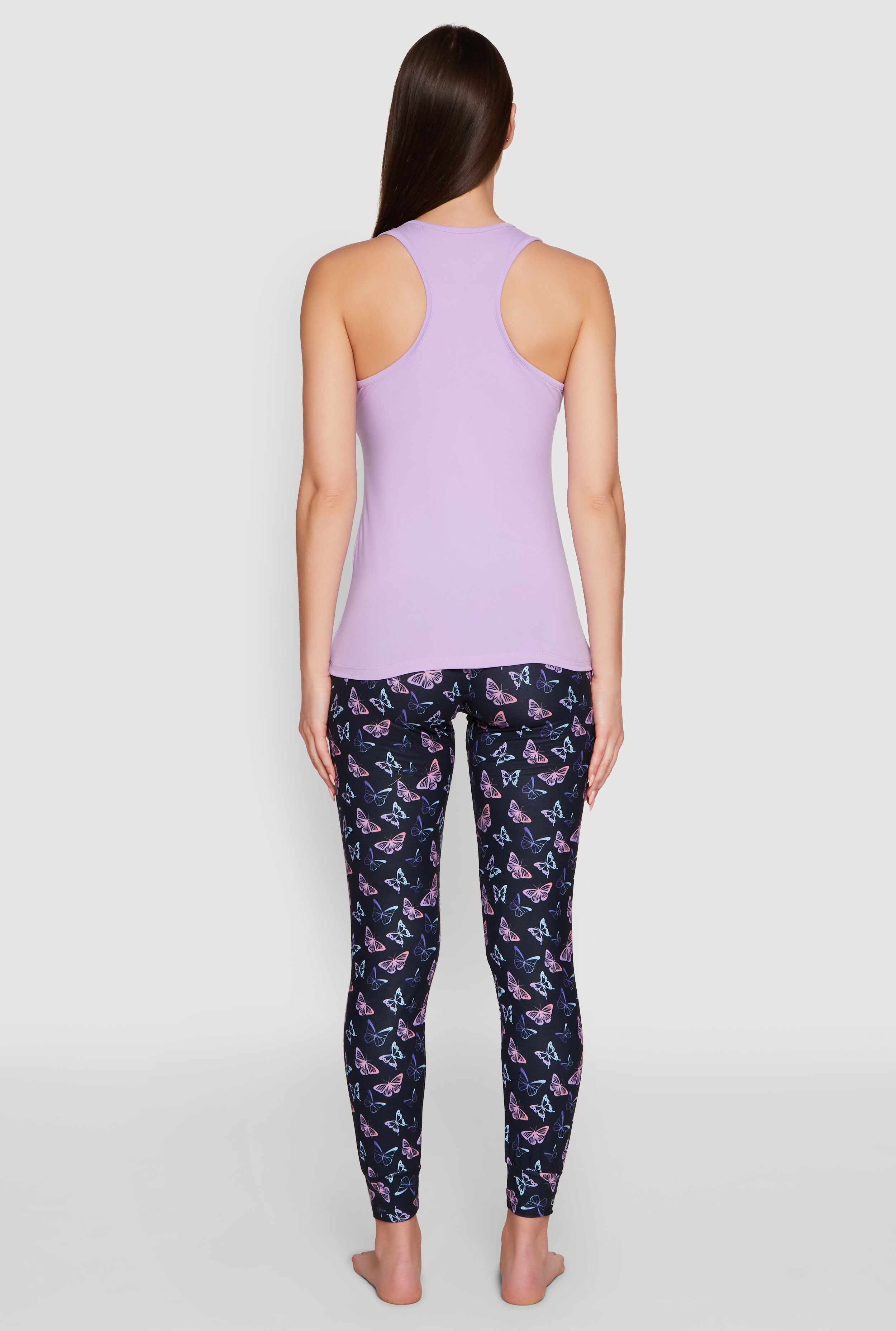 Anti-Social Butterfly Racerback Pajama Top and Pants Set