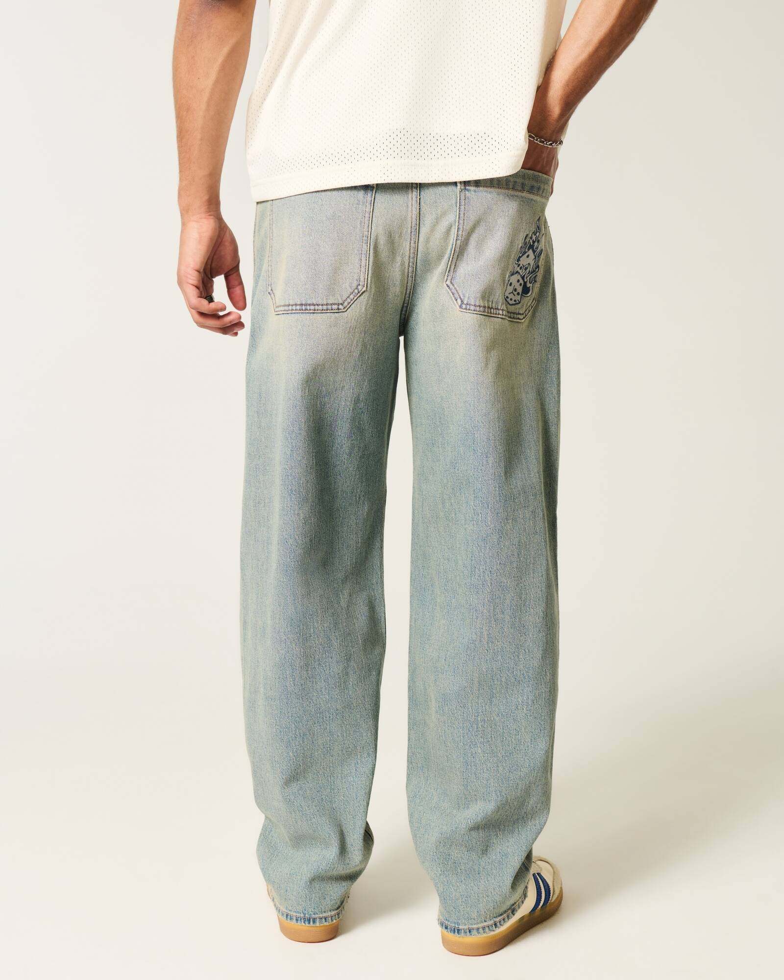 Medium Wash Skater Baggy Jeans