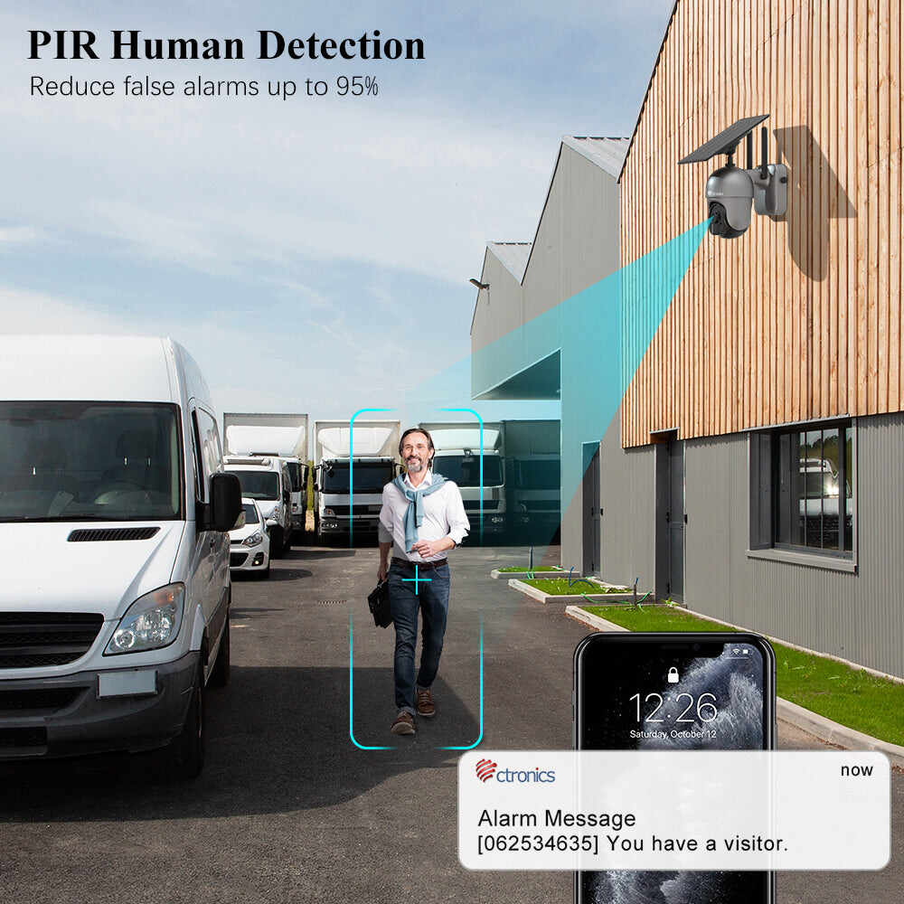 Ctronics 2.5K 4MP Security Cameras Wireless Outdoor WiFi Solar 10000mAh Battery Powered