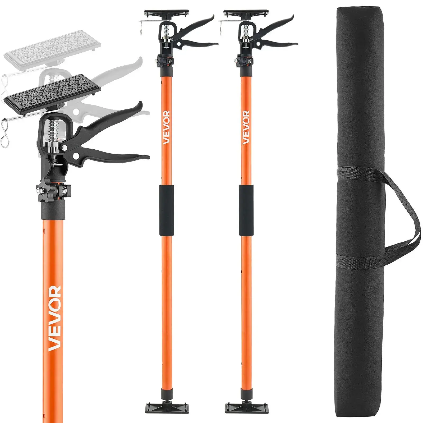 2-Pack Cabinet Jack Support Pole, Steel Telescopic Adjustable 3rd Hand System with Carry Bag, 45.7-114.2 in Adjustable Angle Weight Support Rod, 154 lbs Capacity for Cabinet Installation, Drywall Lifting