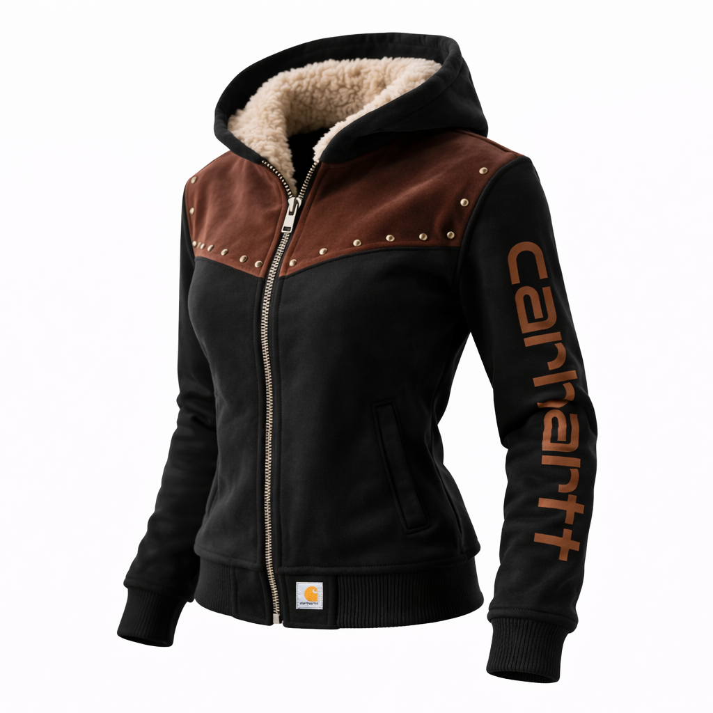 Women's Hooded Sherpa Lined Faux Suede Jacket