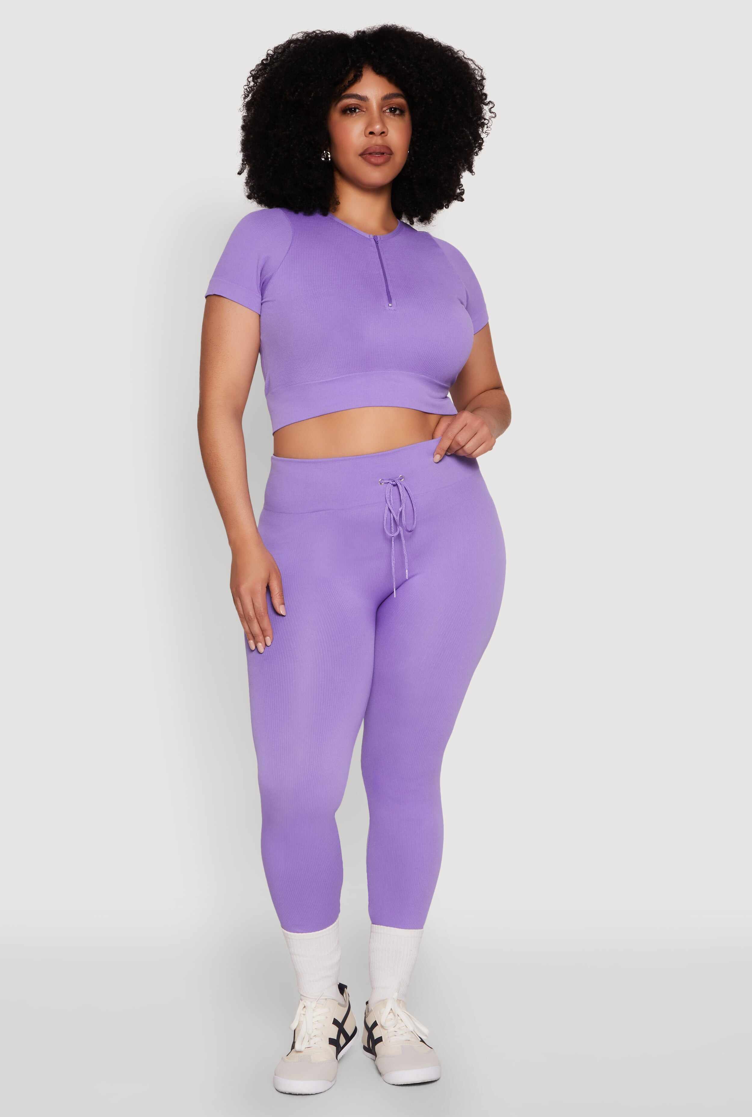 Plus Size Seamless Drawstring Waist Leggings