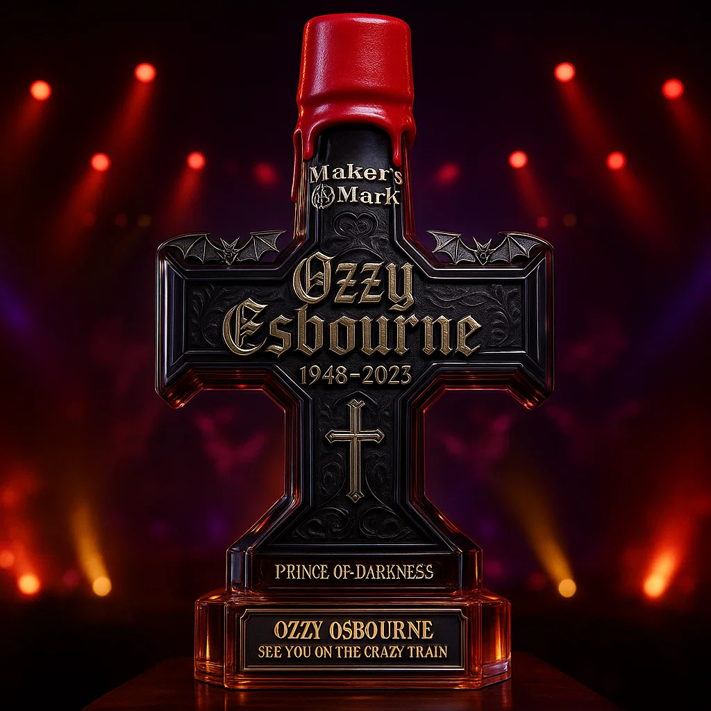 Ozzy Osbourne Cross Memorial Whiskey Bottle