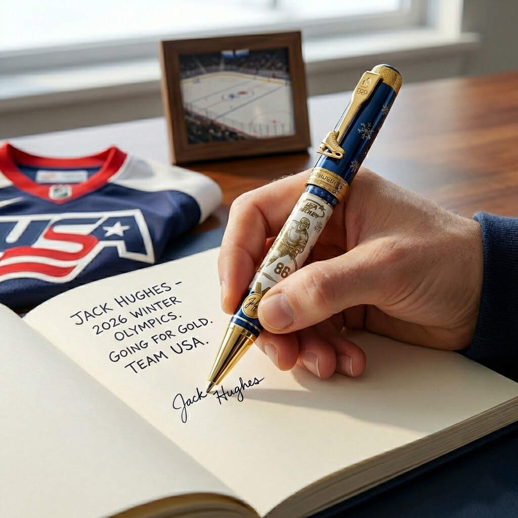 🏒 Jack Hughes 2026 Winter Gold Commemorative Pen