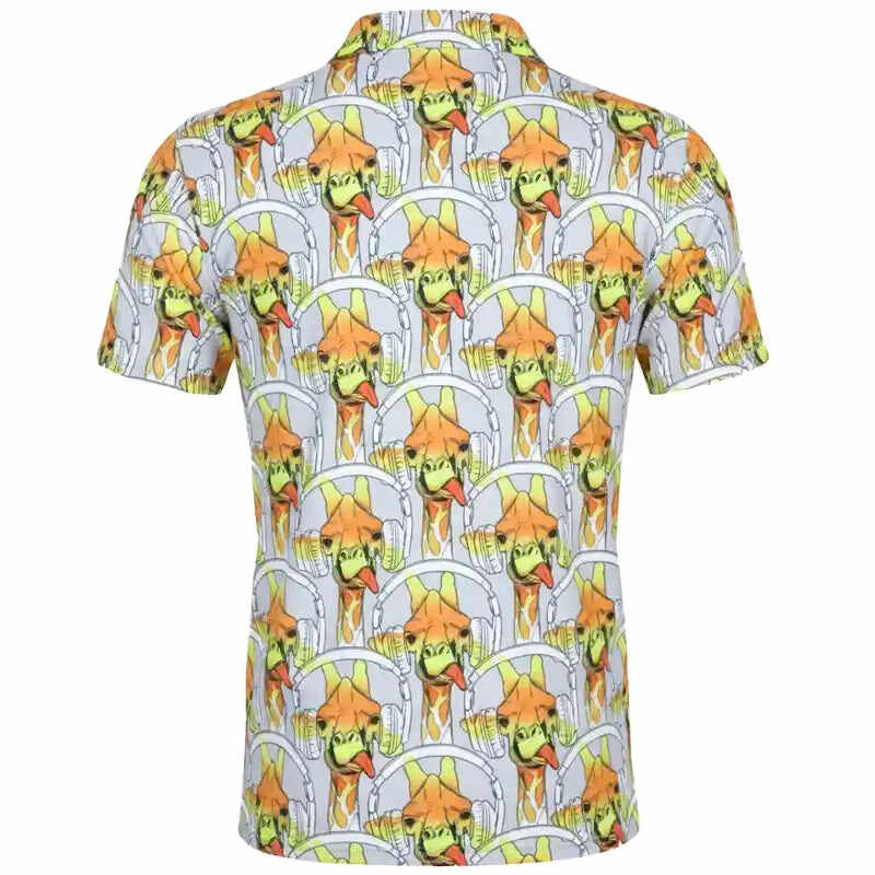 Party Animal Cool-Stretch Men's Golf Shirt (Giraffe)