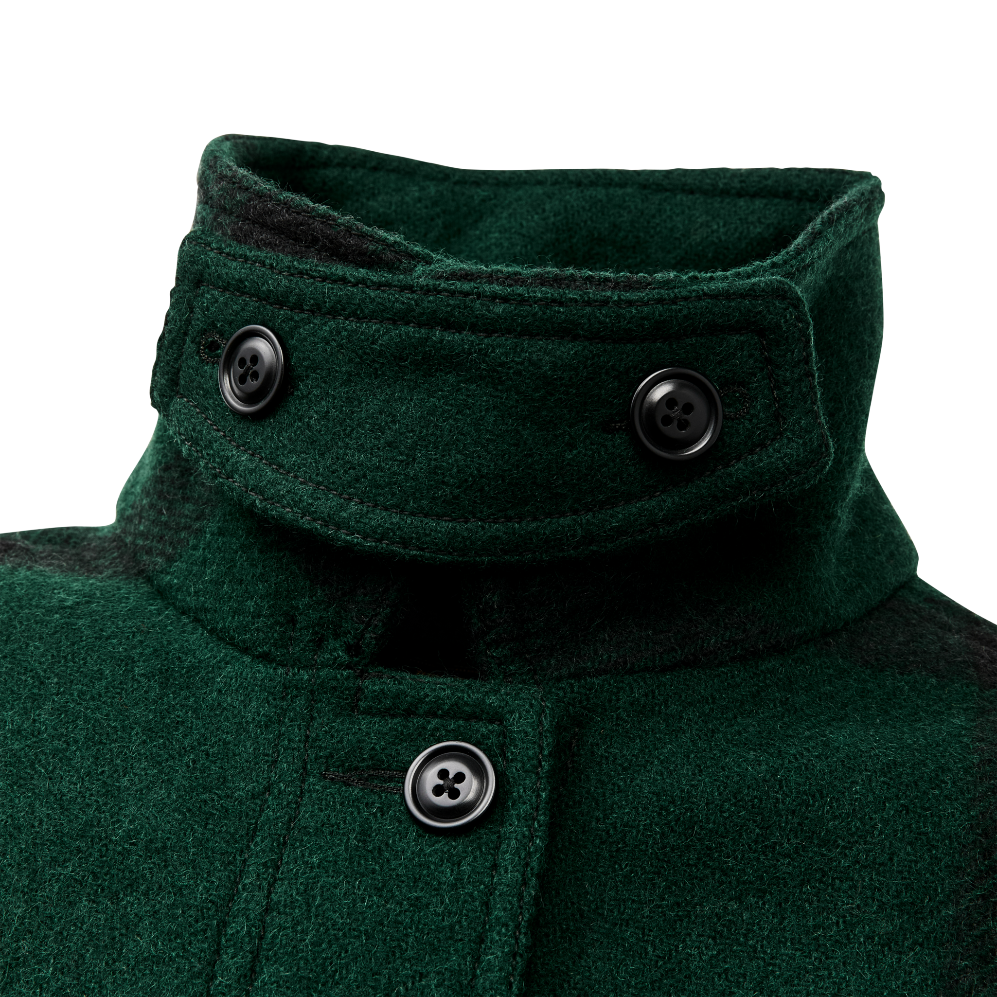 Women's Wool Long Cruiser Coat - Otter Green / Black Plaid