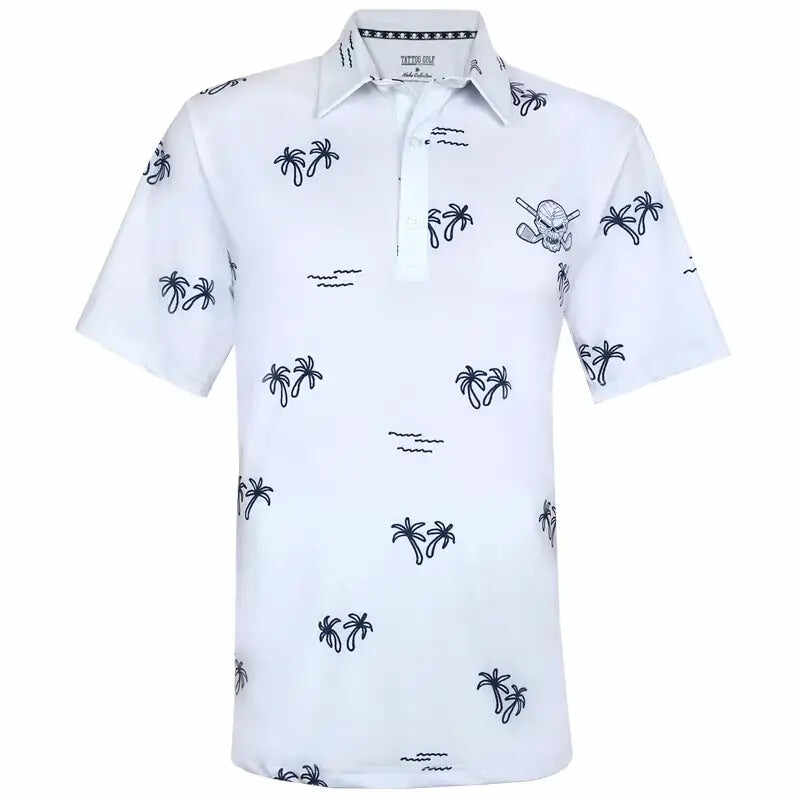 Aloha Cool-Stretch Men's Hawaiian Golf Shirt (White)