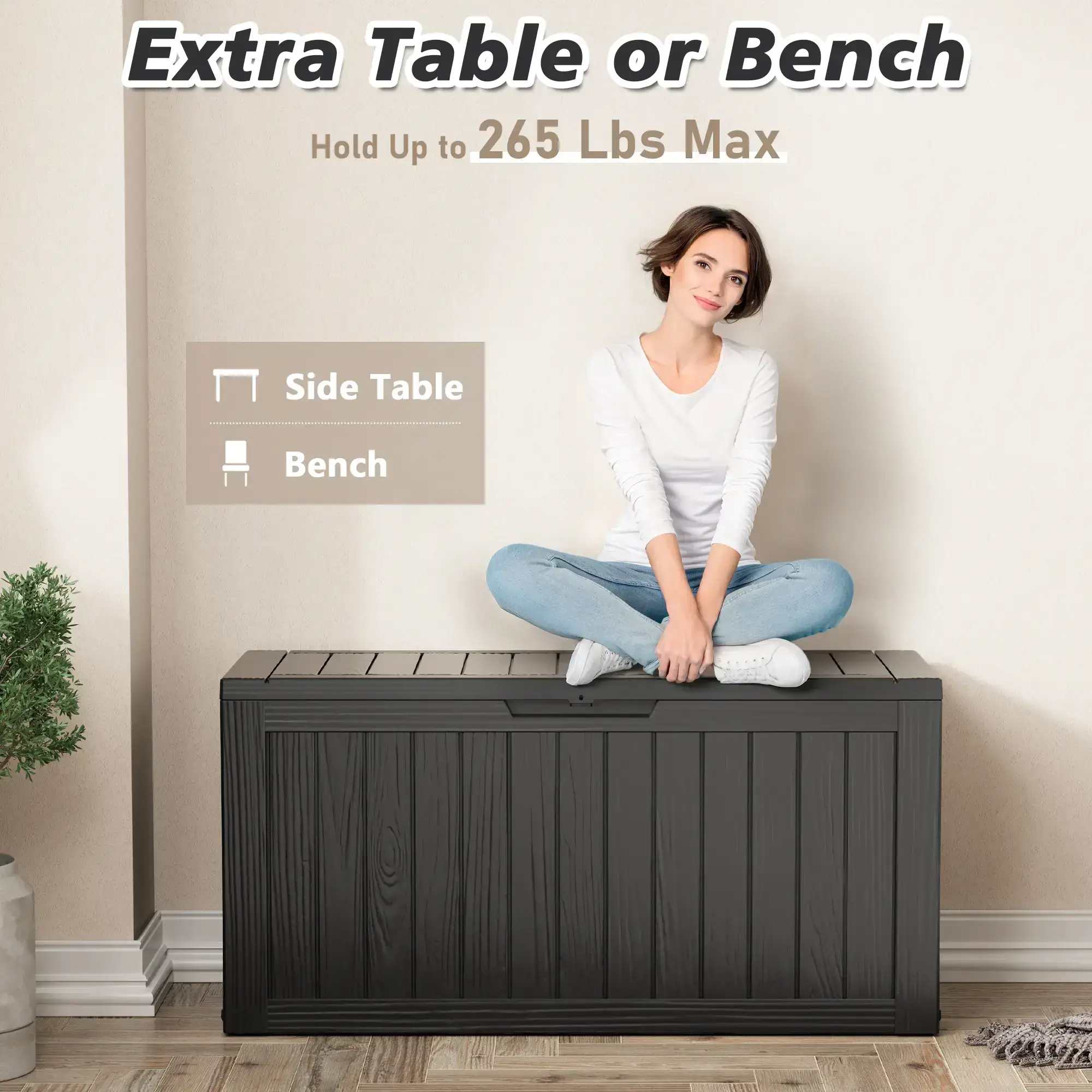 72-Gallon Storage Bin, Resin Material, Waterproof & UV-Resistant, Organizer for Garage, Warehouse, and Patio