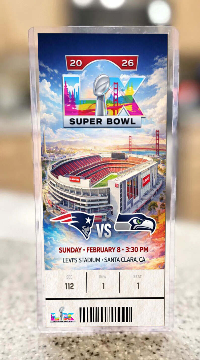 🎉Customized SEATTLE seahawks vs NE patriots superbowl LX 2026 commemorative ticket any seat