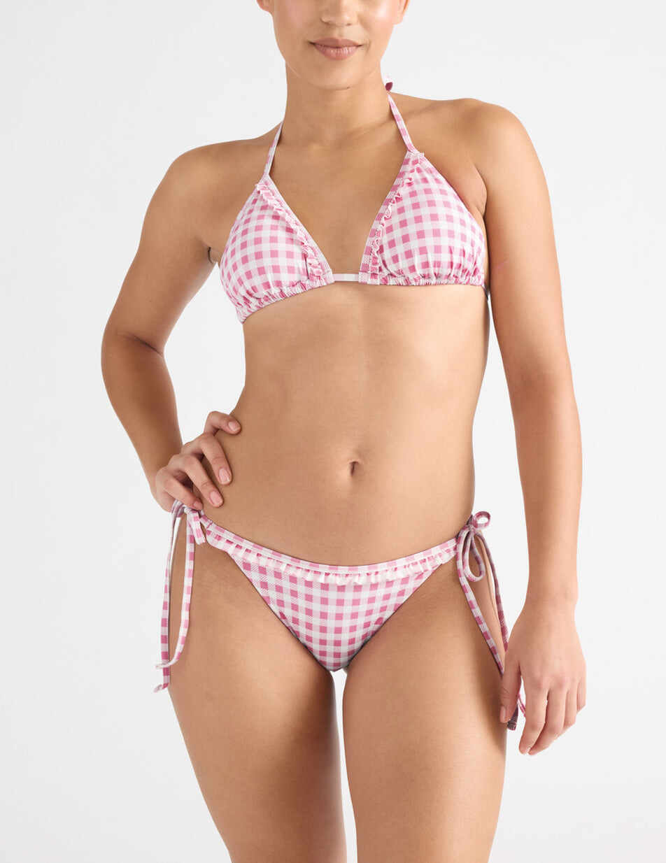 The Birds Papaya Ruffle Triangle Bikini Top