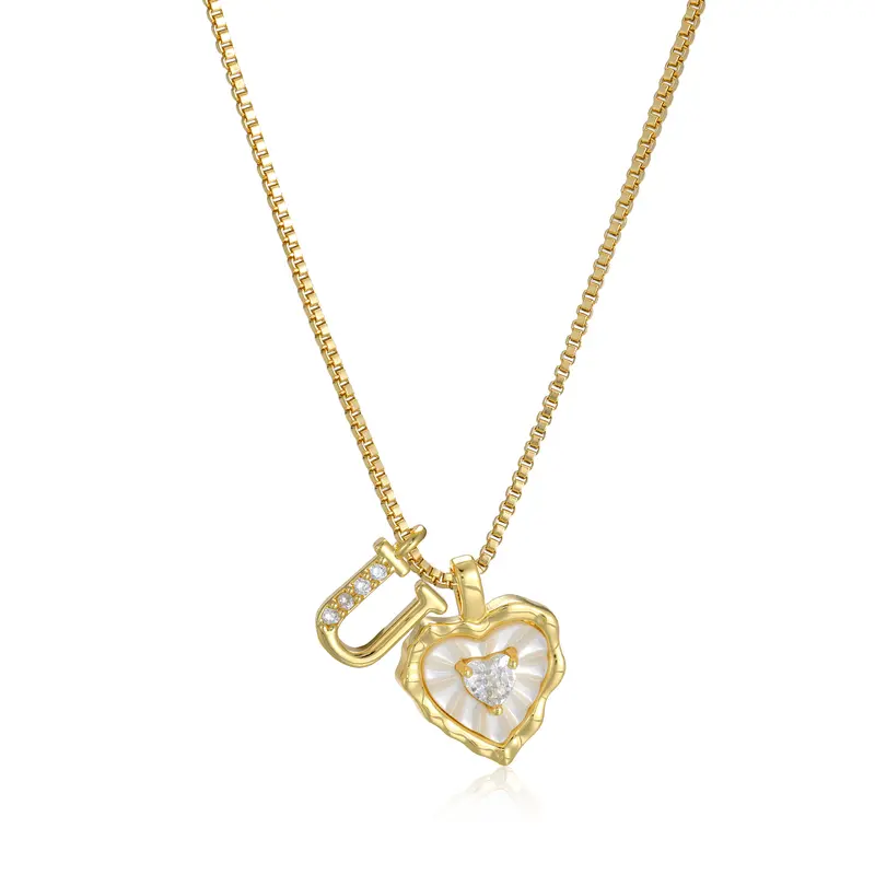 🔥Last Day 69% OFF ✨Gold Shell Heart CZ A-Z Initial Necklace, Valentine's Day Jewelry Gift
