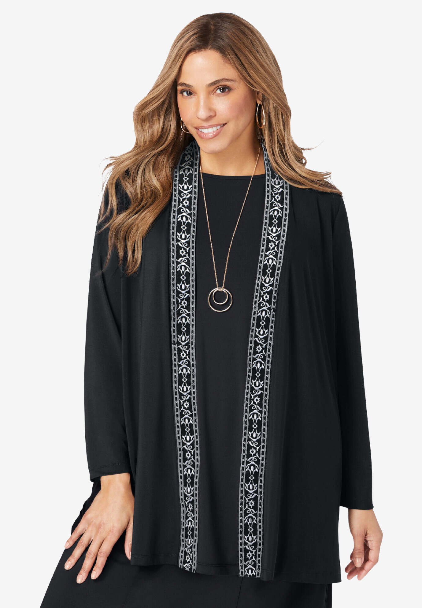 Stretch Knit Open Front Knit Topper