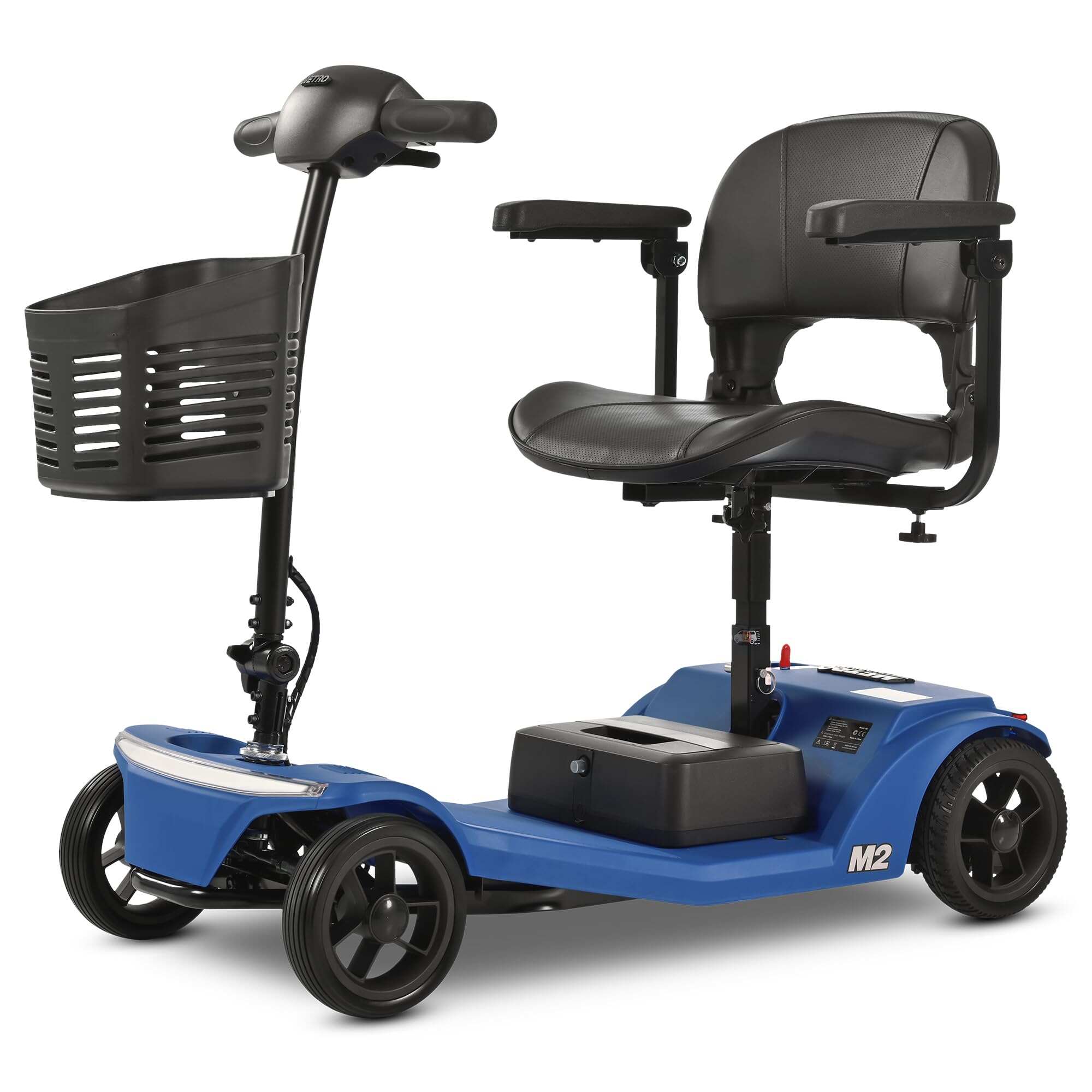 New electric four-wheeled mobility scooter boasts a 20 miles range, a 300lb load-bearing capacity, fast charging, and smartphone control