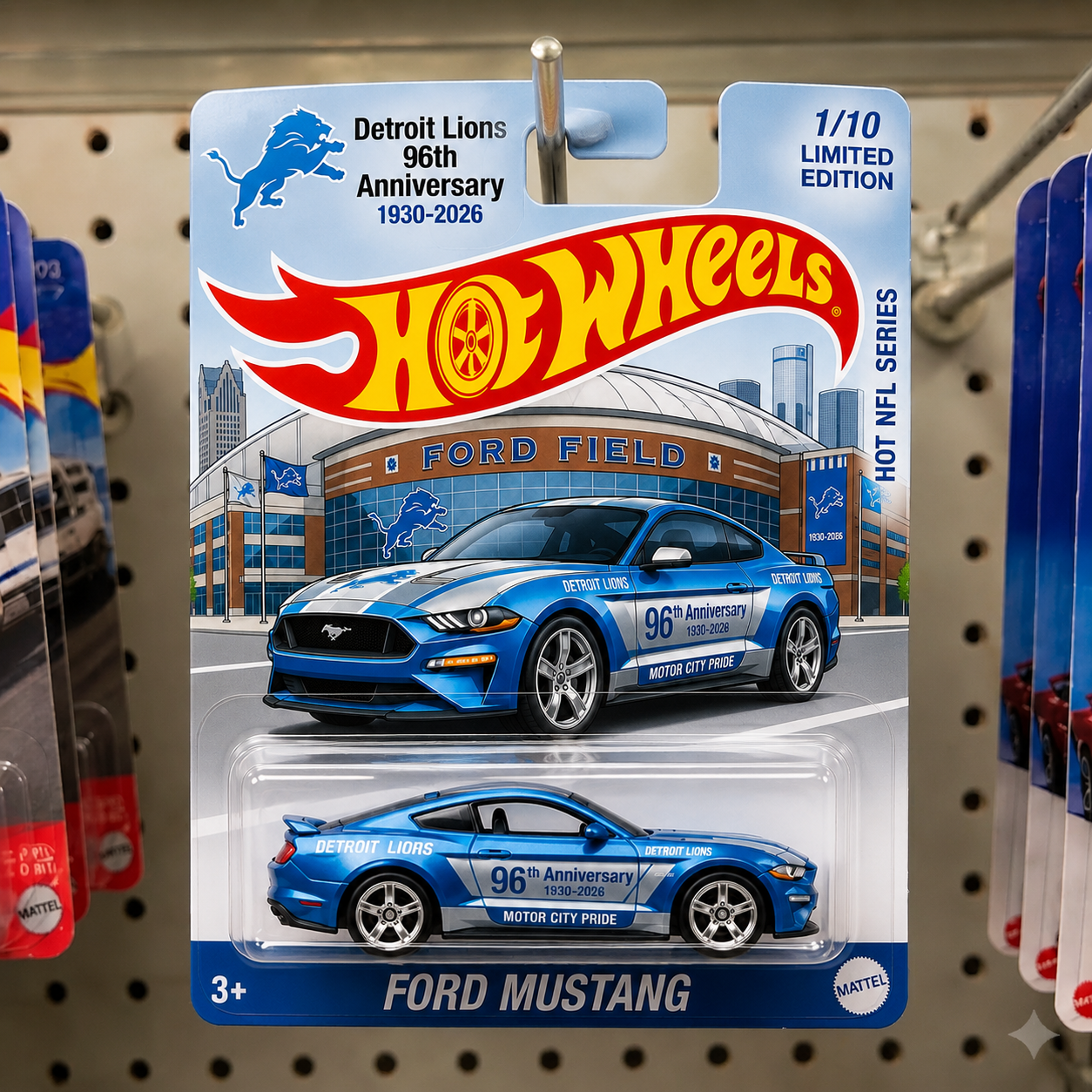 Hot Wheels Detroit Lions 96th Anniversary Ford Mustang