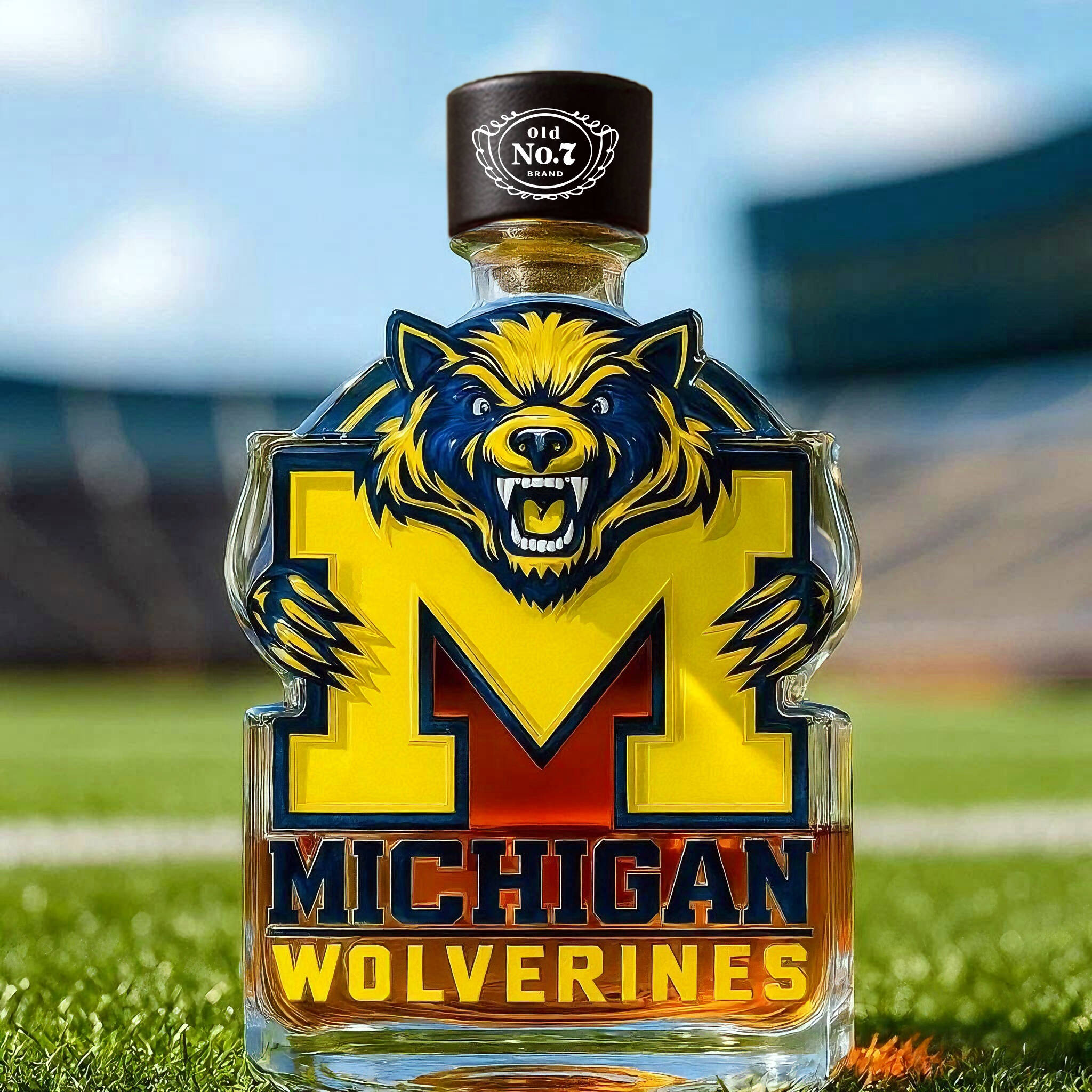 Michigan Wolverines football whiskey bottle