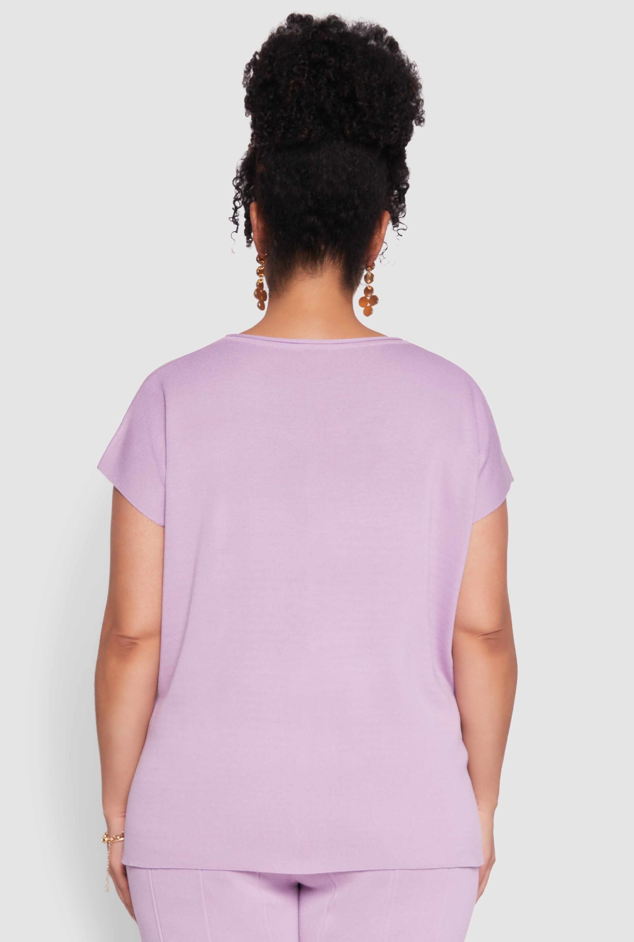 Plus Size Daisy Knitted Crew Neck Top