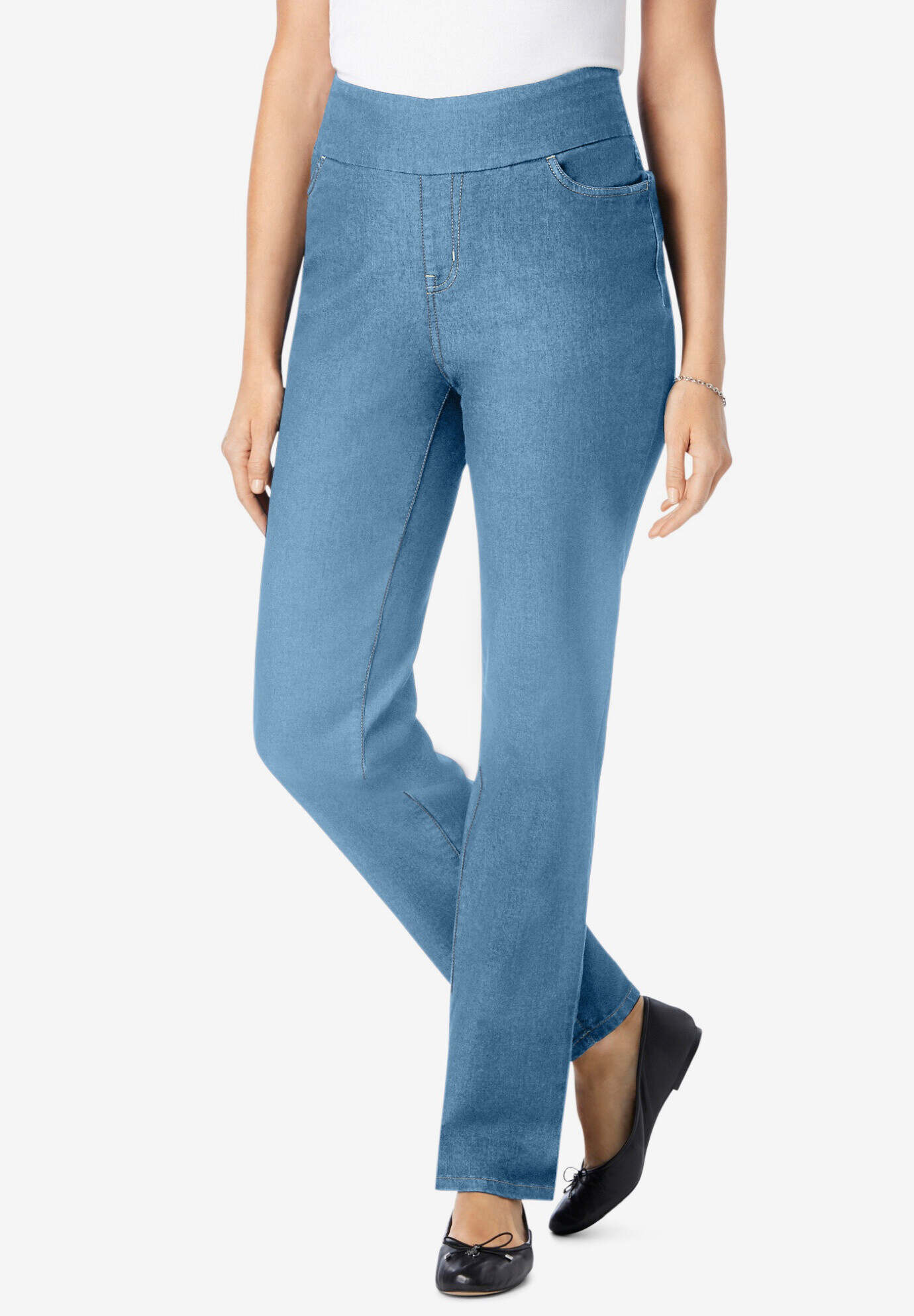 Flex-Fit Pull-On Straight-Leg Jean