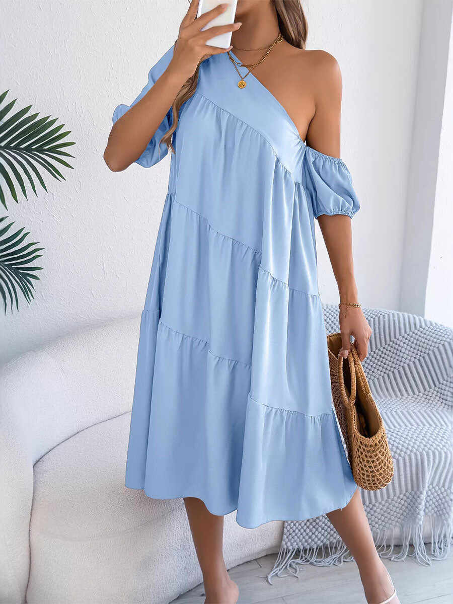 🔥Summer Arrivals🌟Women's Off-shoulder Ruffled Long-sleeve Dress