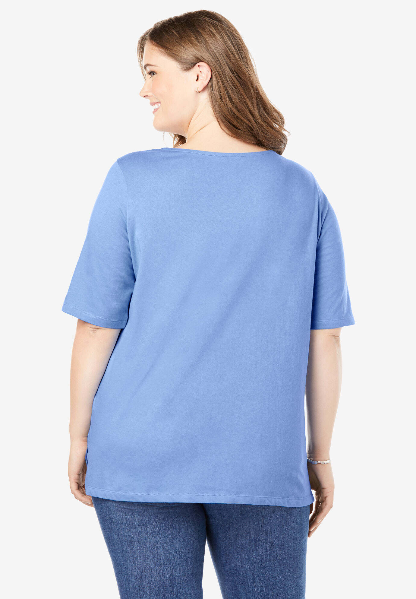 Perfect Elbow-Sleeve Square-Neck Tee