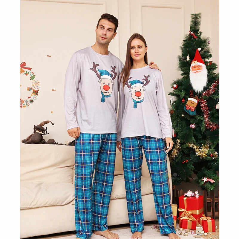 Mens Light Blue Matching Family Christmas Pajamas