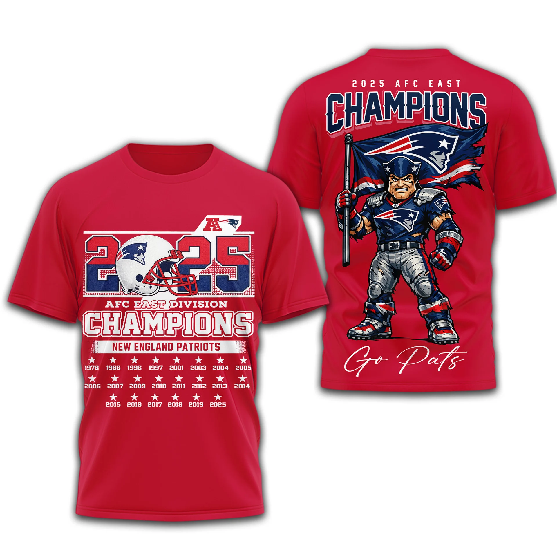 New England Patriots | Premium NFL 2025 AFC East Champions 3D Shirt TD