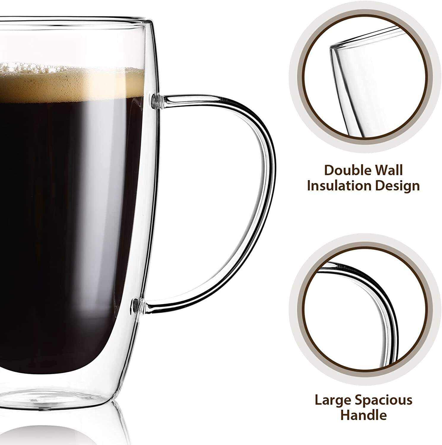 Espresso Cups With Handle,Espresso Shot Glasses,Clear Expresso Coffee Cups,Double Wall Insulated Espresso Mugs,Microwave Dishwasher Safe,Suit for Espresso Machine