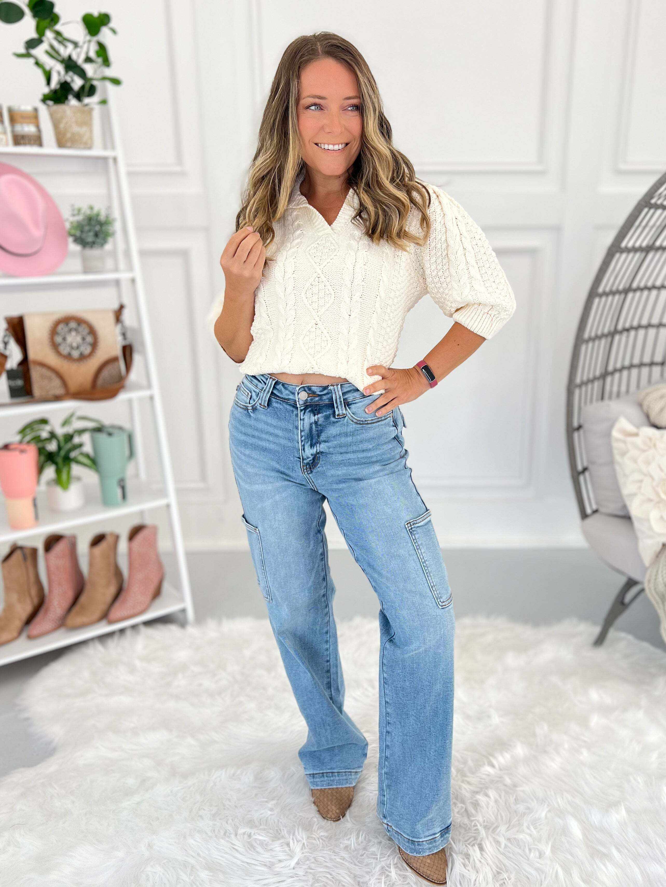 Christmas - Cargo Wide Leg Jeans- Final Sale