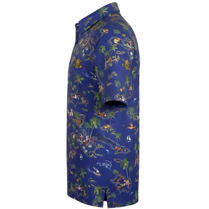 Vintage Hawaiian Men's Golf Shirt (Ocean Blue)