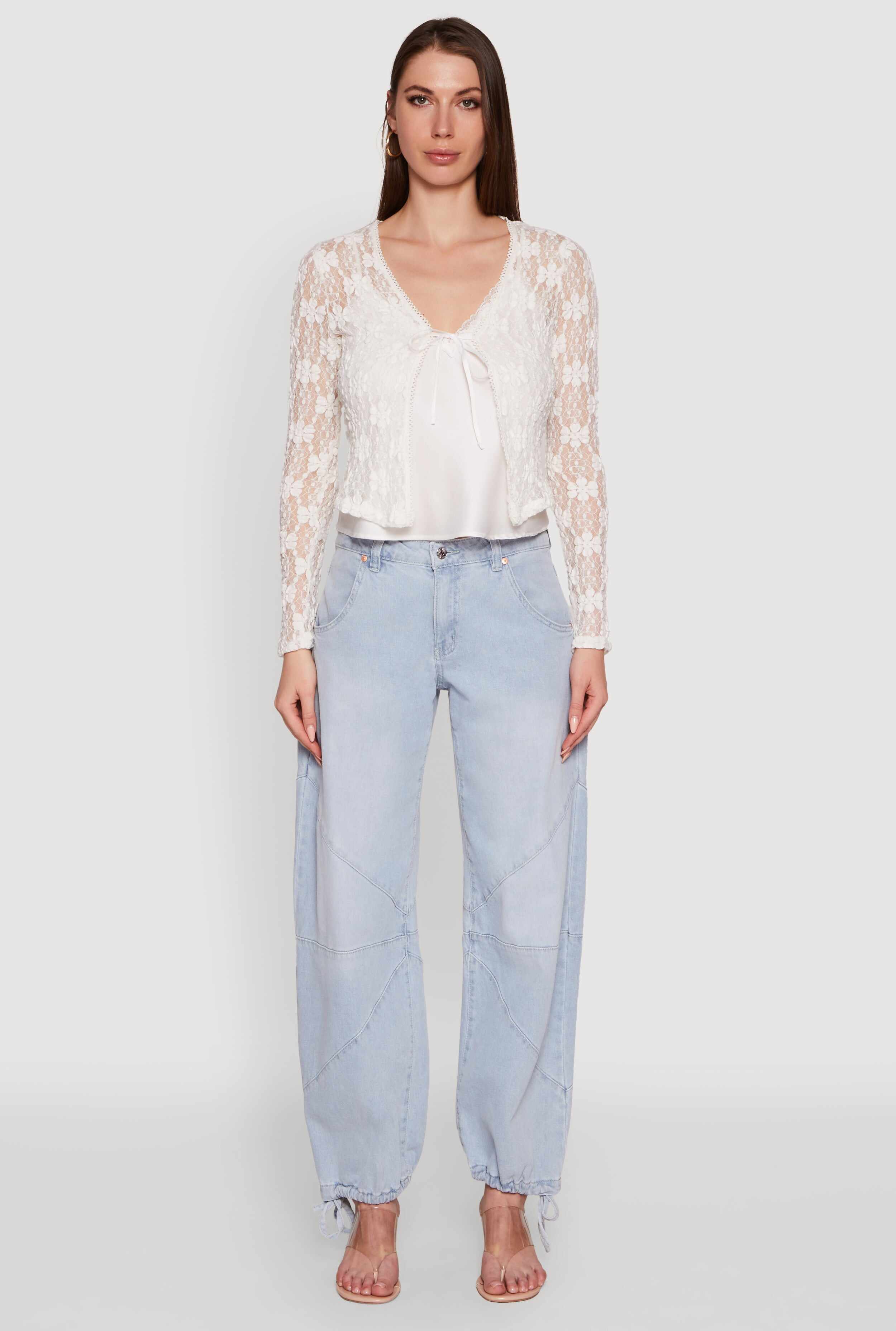 Haute Monde Floral Lace Tie Front Cardigan