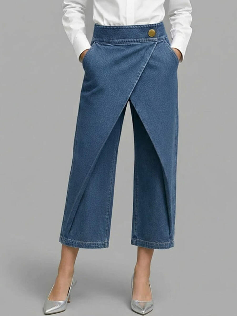 🔥Summer Arrivals🌟Women's High-waisted Loose-fitting Cropped Wide-leg Jeans