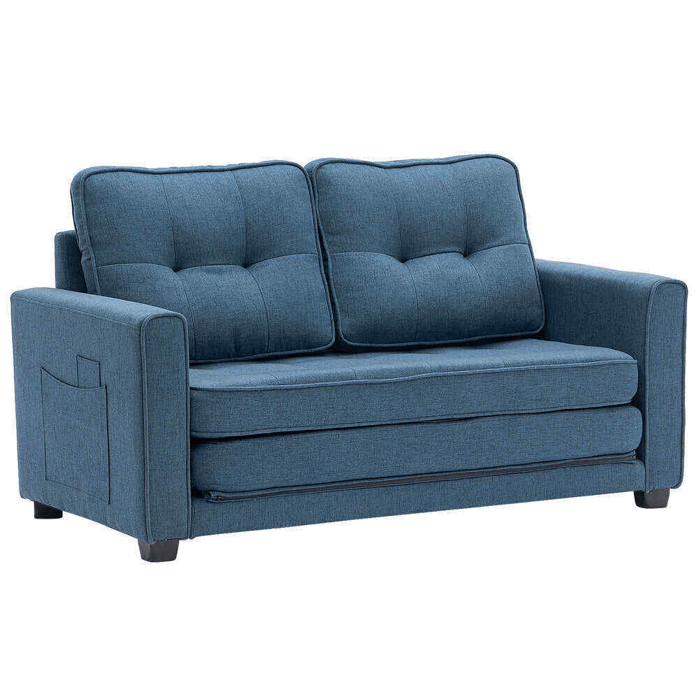 80in Loveseat Sleeper Convertible Loveseat Sofa Bed Black/Navy Blue/Dark Grey/Light Grey/Teal Blue