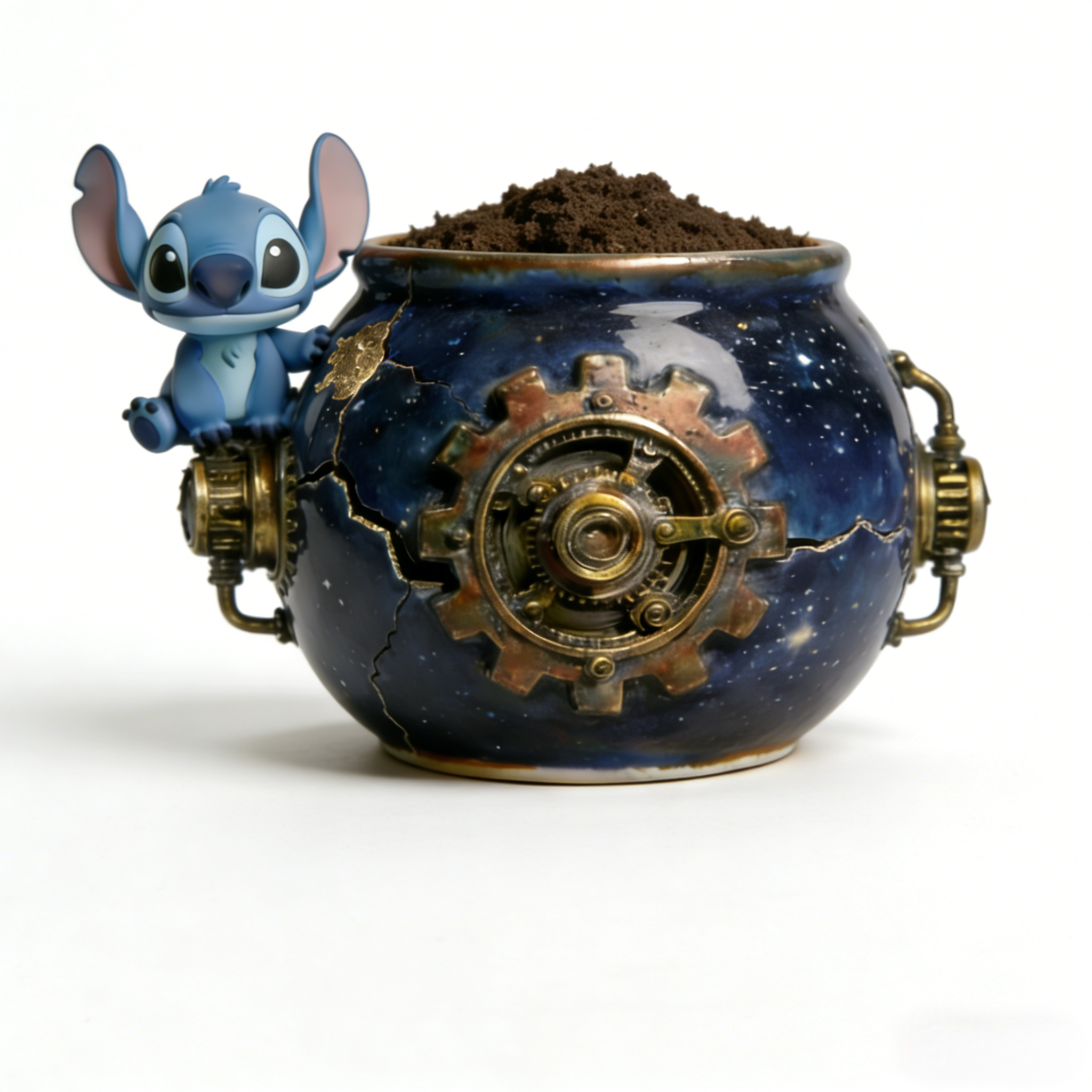 🌌 Stitch's Steampunk Galaxy Planter – Ohana Forever 🪐