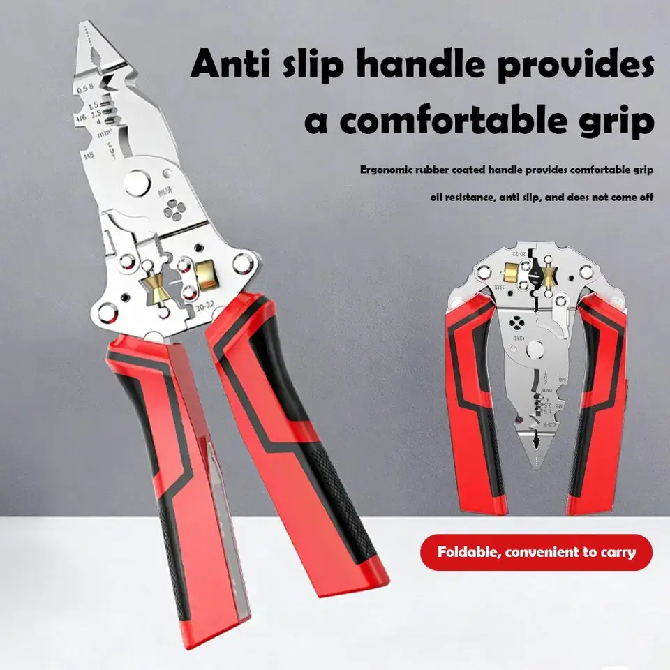 Foldable Wire Stripper Multi-function Electrician Wire Splitter Wire Winding Pliers Crimping Pliers Hand Tool