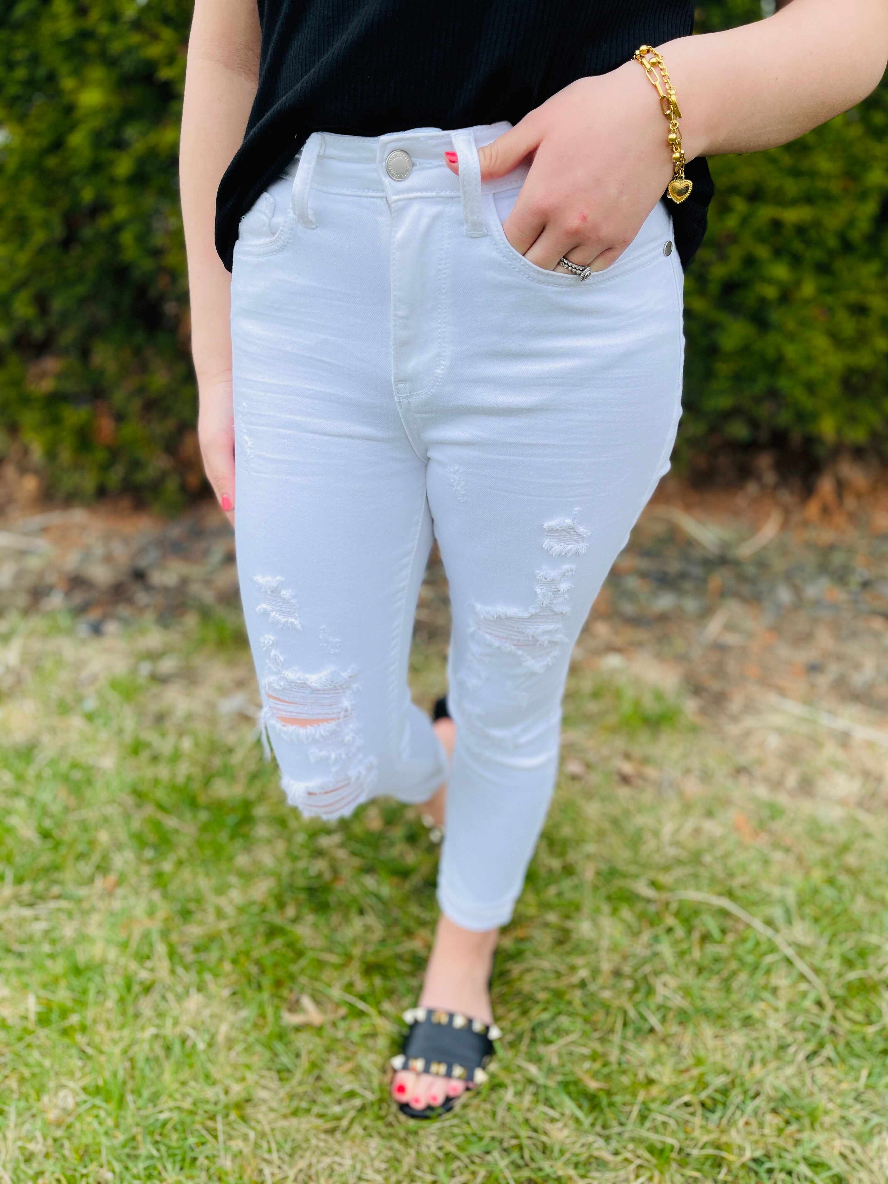 PLUS/REG White Sand Skinny Jeans