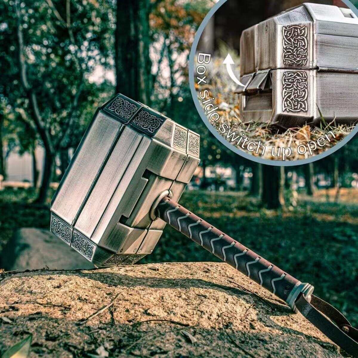 Mjolnir Hammer Shaped Tool Box Complete Repair Hand Tools Kit, Unique Geek Present for Dad Boyfriend Husband