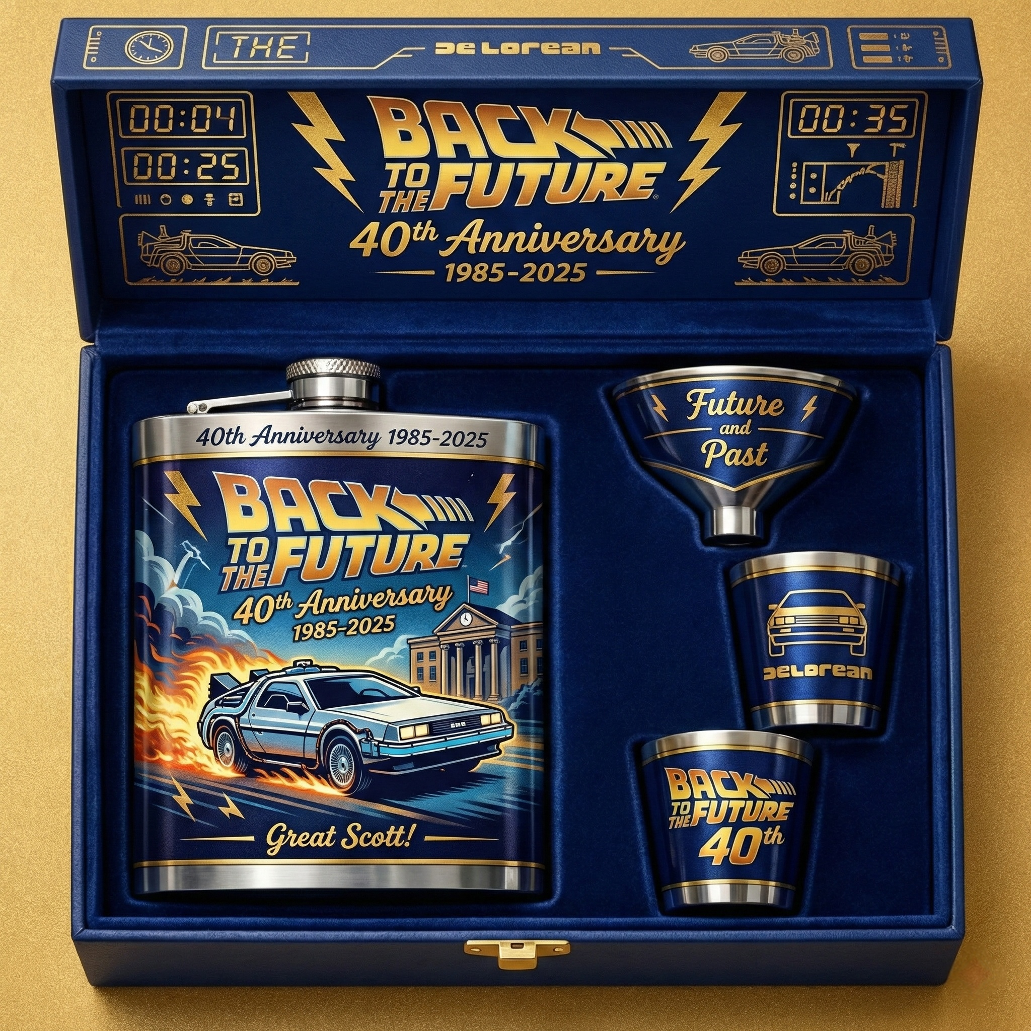 Back to the Future 40th Anniversary Flask Gift Set